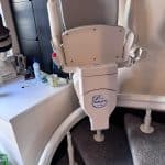 Curved stairlift shown in one of its parking positions