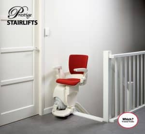Otolift in ready position at the top of the stairs