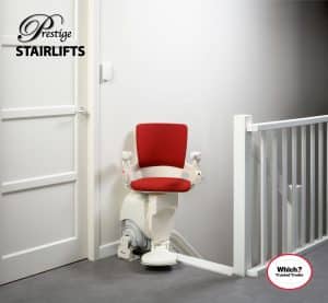 Otolift in swivel position at the top of the stairs