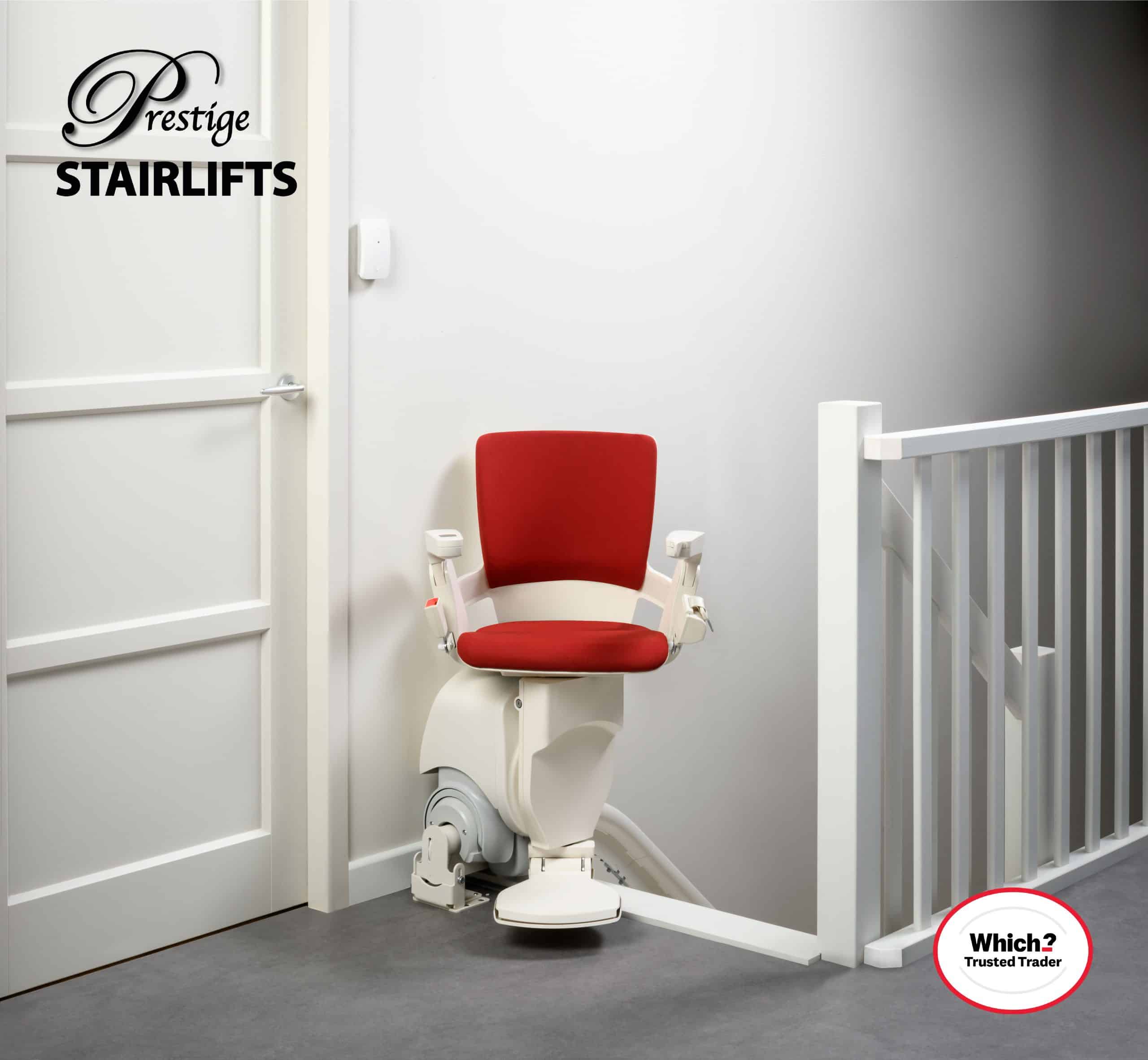 Otolift in swivel position at the top of the stairs