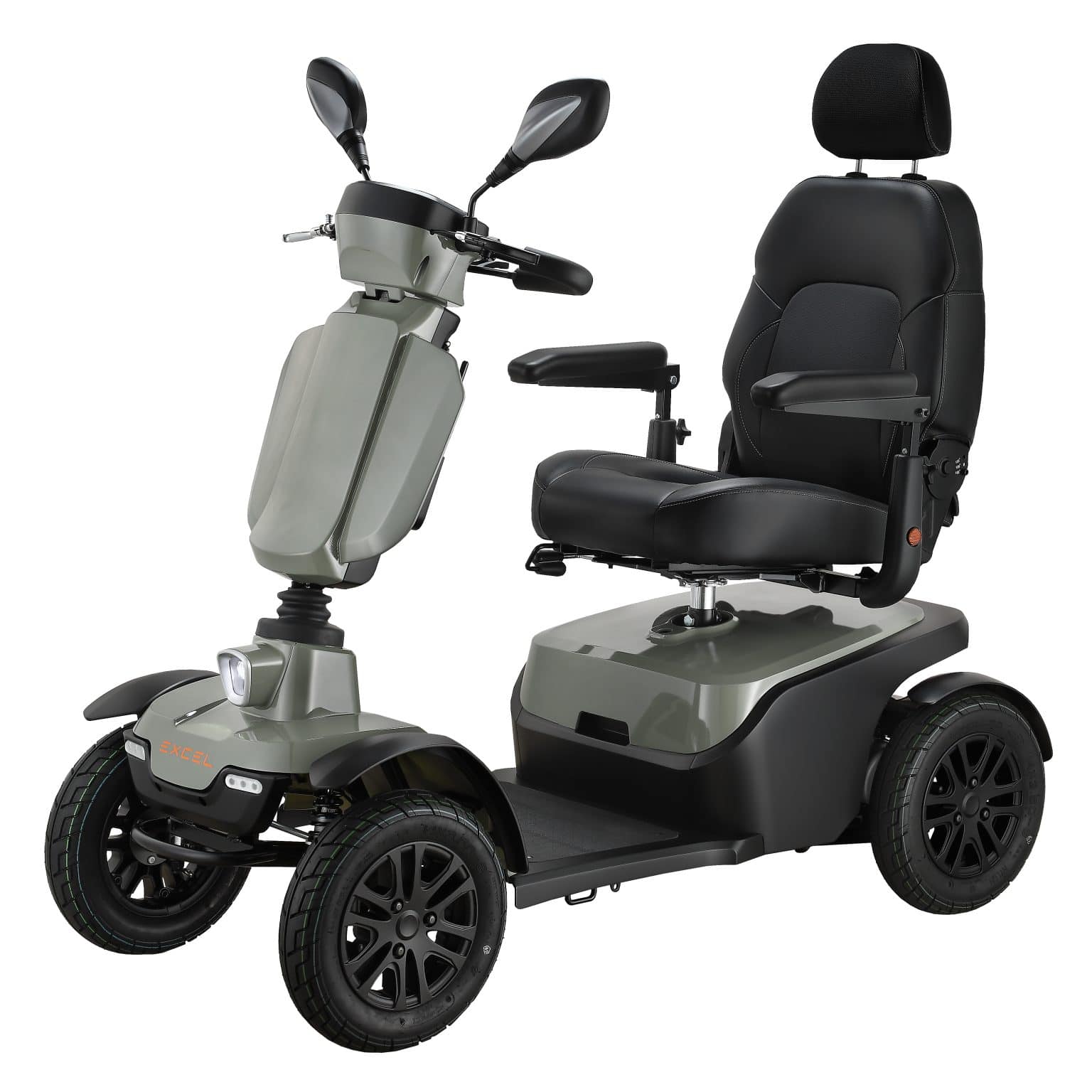 Excel Audax Sage Green Mobility Scooter Angled Front View