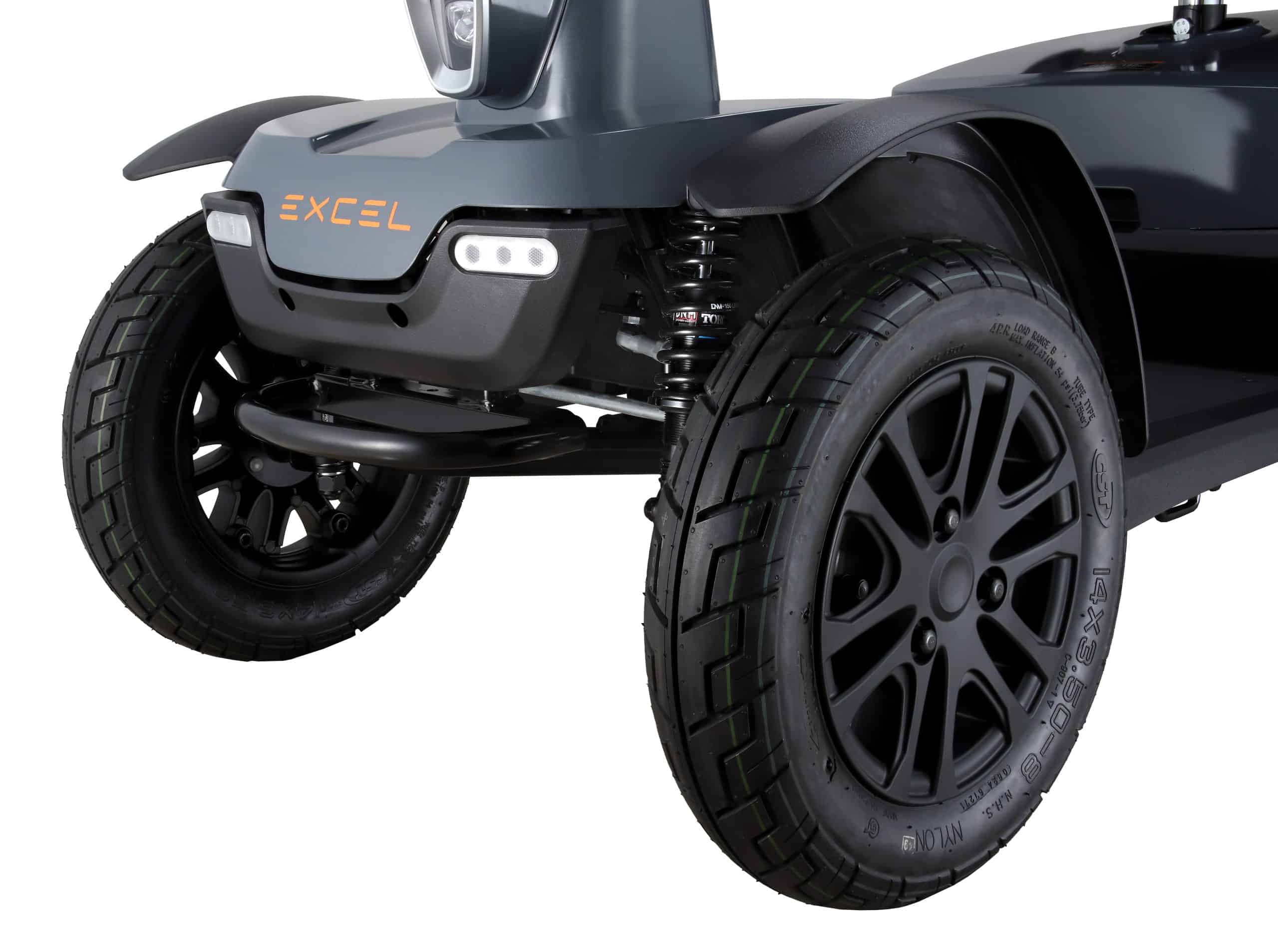 Excel Audax Thunder Grey Mobility Scooter Front Wheels